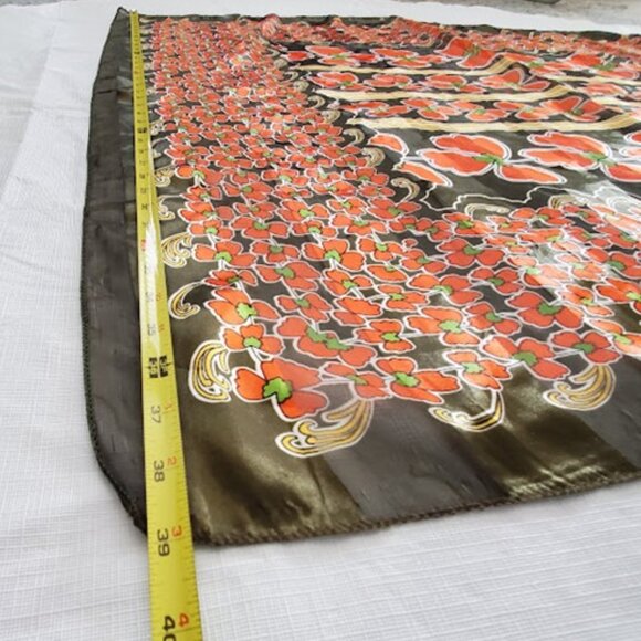 Orange & Green 3 Leaf Clover Shamrock Scarf 39" X 41" - Picture 5 of 6